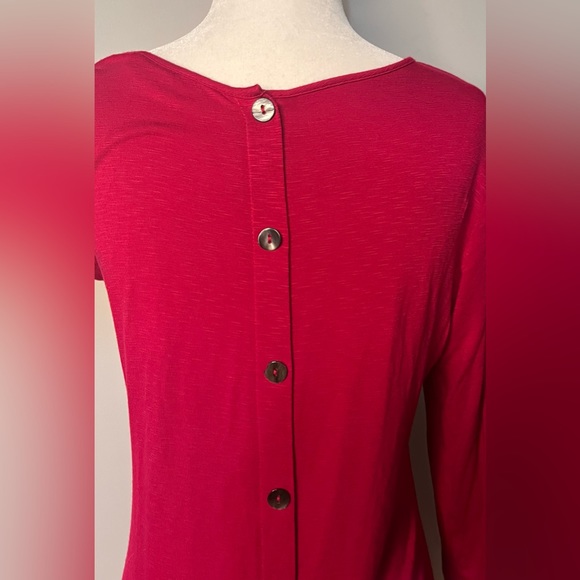 NWOT LOGO Lori Goldstein Pink Stylish Tunic w/ Front Pockets/Buttons At Back !! - Picture 8 of 8